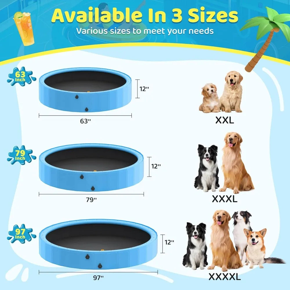 Foldable Dog Pool, 79'' Sprinkler Pool for Dogs, Heavy Duty Splash Pad, Portable Outside Swimming Pool for Large Dogs