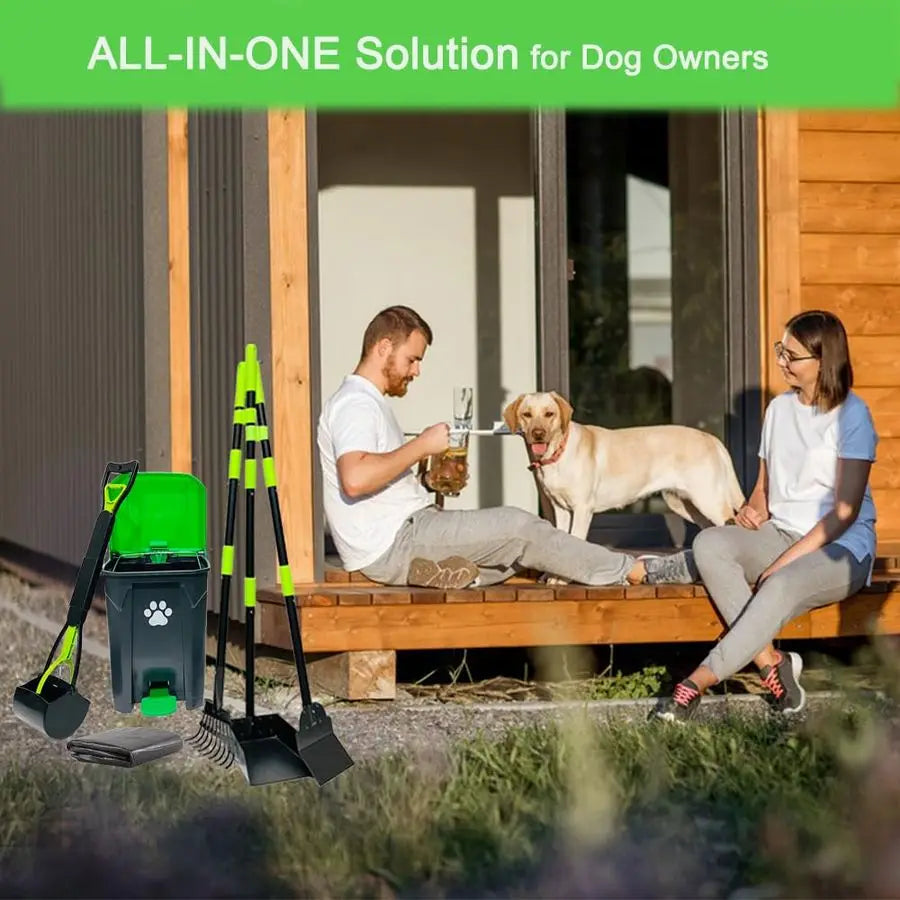 5Gallon Dog Poop Trash Can Outside with Pooper Scooper amp 50 Waste Bags Outdoor Dog Poop Trash Can with Lid, Foot Pedal and Rem