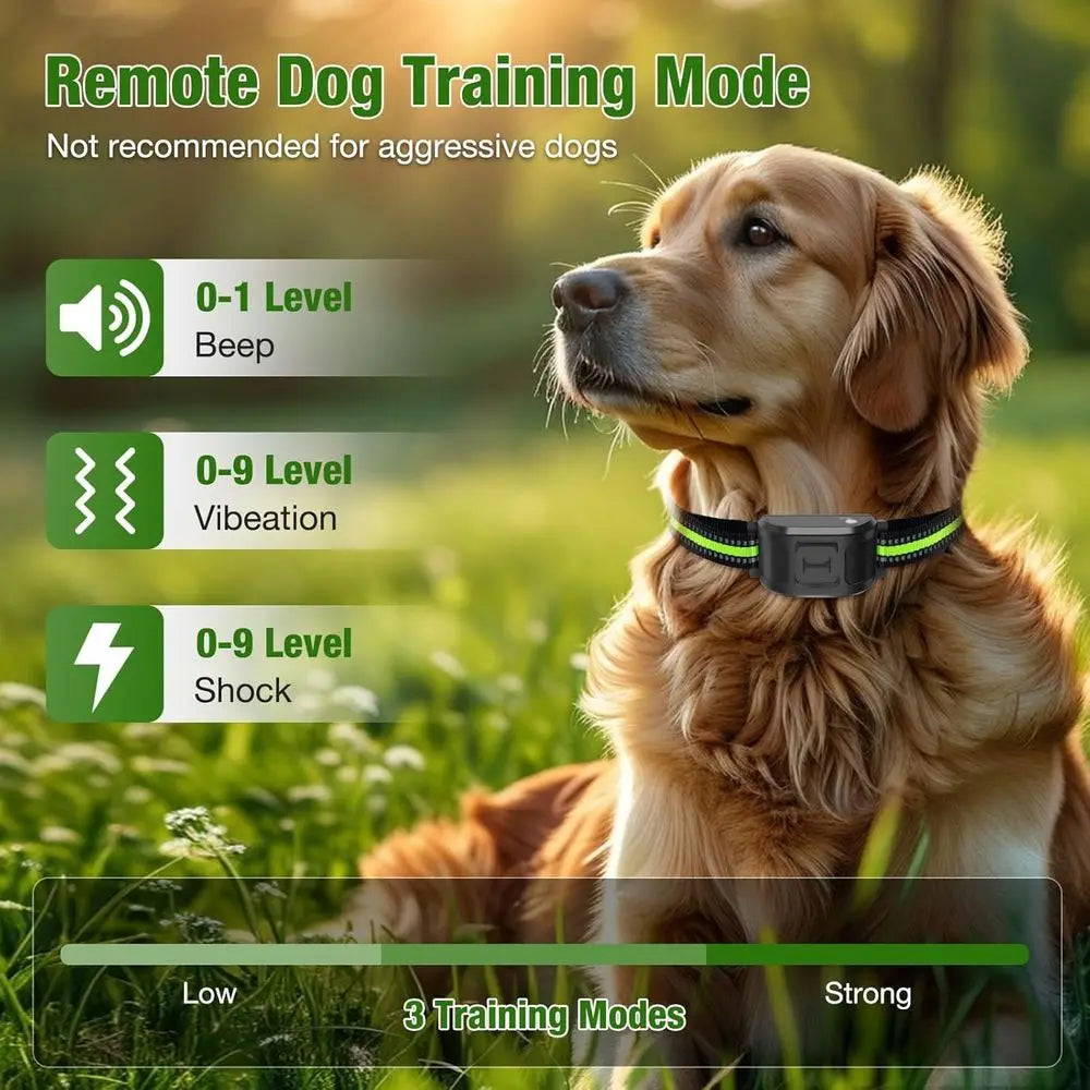 Portable 2.4GHz Wireless Dog Fence System with Waterproof, Rechargeable Collar and 3 Dog Training Collars
