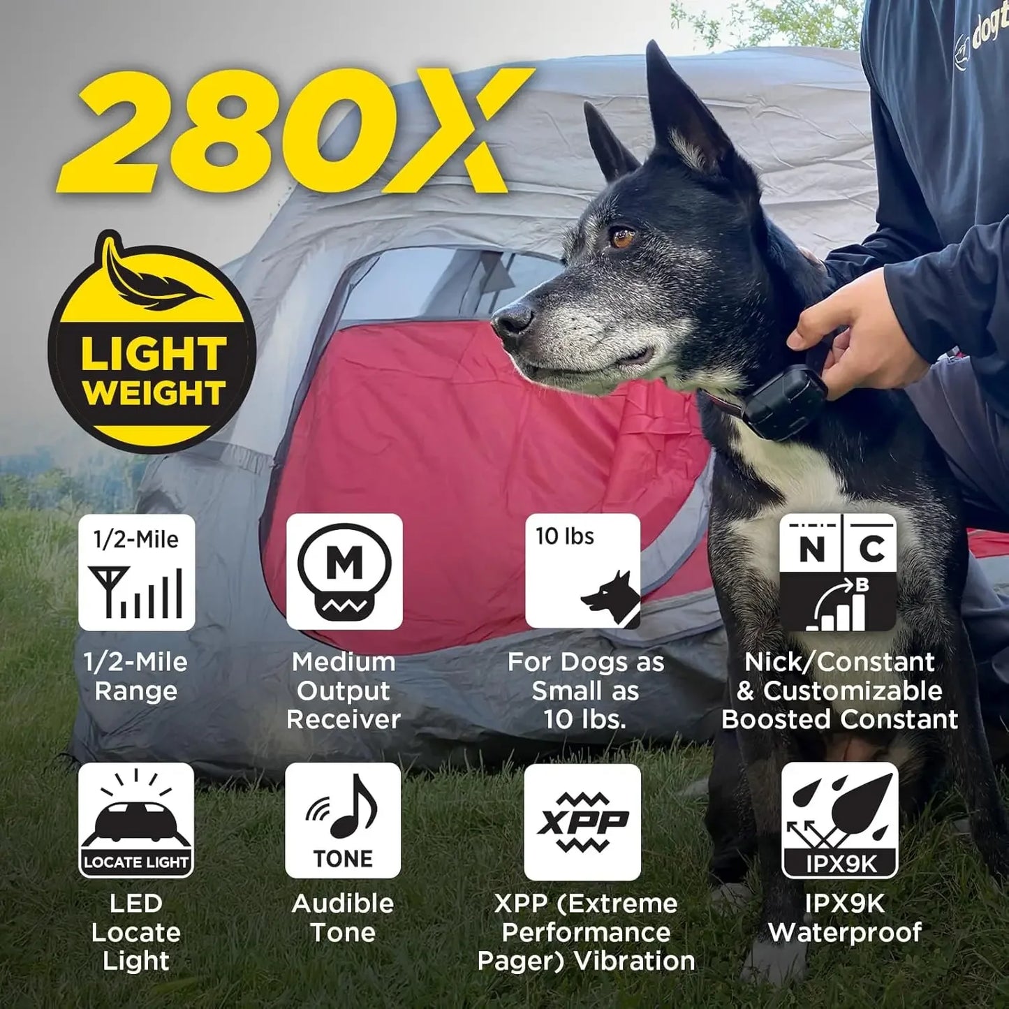 hot-selling280X E-Collar with Remote [New Edition] 10 lbs+, 1/2 Mile Range, LED Light, 100 Levels of Precise Control for Stubbor