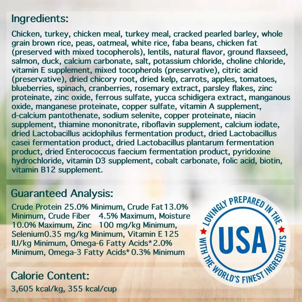 All Natural Premium Adult Dry Dog ood, Real Meat irst Ingredient, No by-Products, Supports Gut & Immune , Chicken, Turkey & Brow