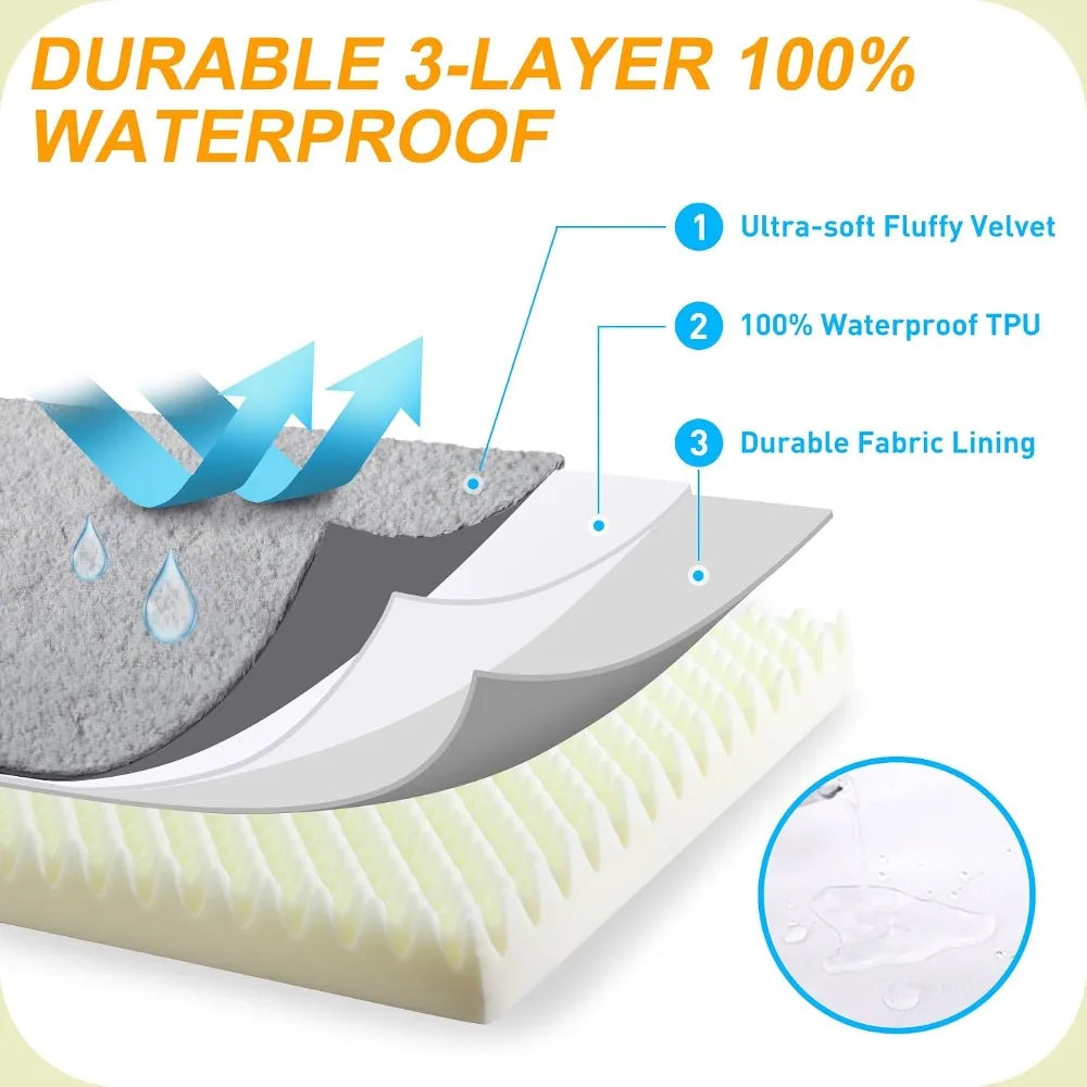 Orthopedic Dog Bed with Egg Crate Foam, Waterproof, Washable Cover, 35x22 Inches, Gray
