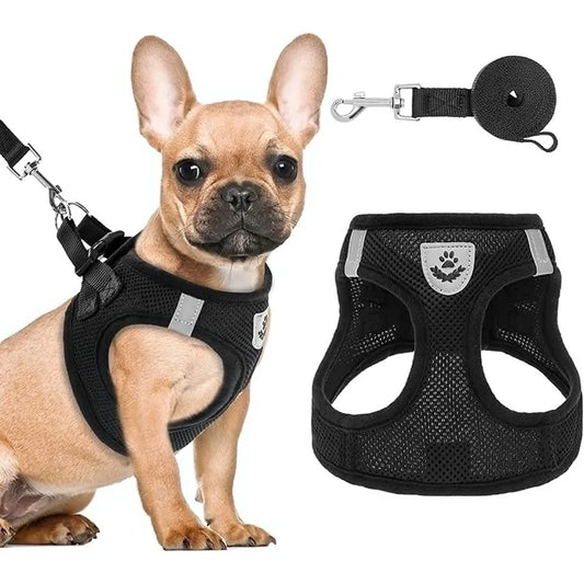Puppy Harness and Leash Set Soft Mesh Dog Vest Harness Reflective Adjustable Harness for Small to Medium Dogs Cats and Puppies