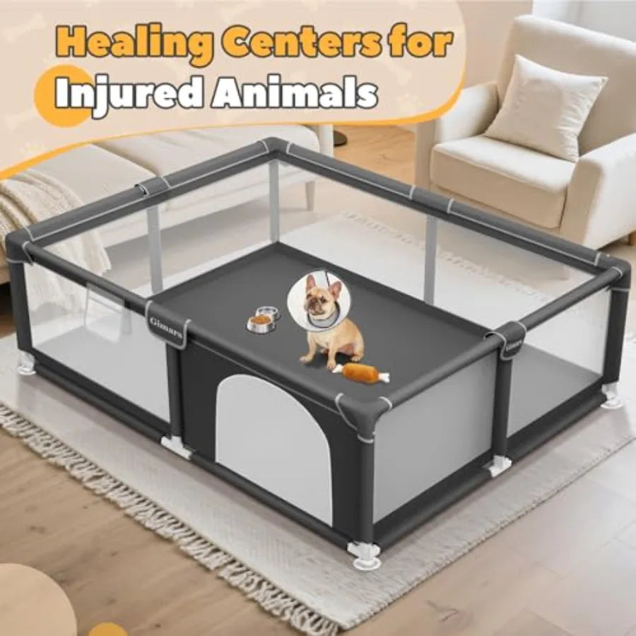 71x59x26 Inches Puppy Playpen with Gate Dog Playpen for Puppies or Small Dogs Sturdy Safety Dog Fence Pet Playpen with Thickene