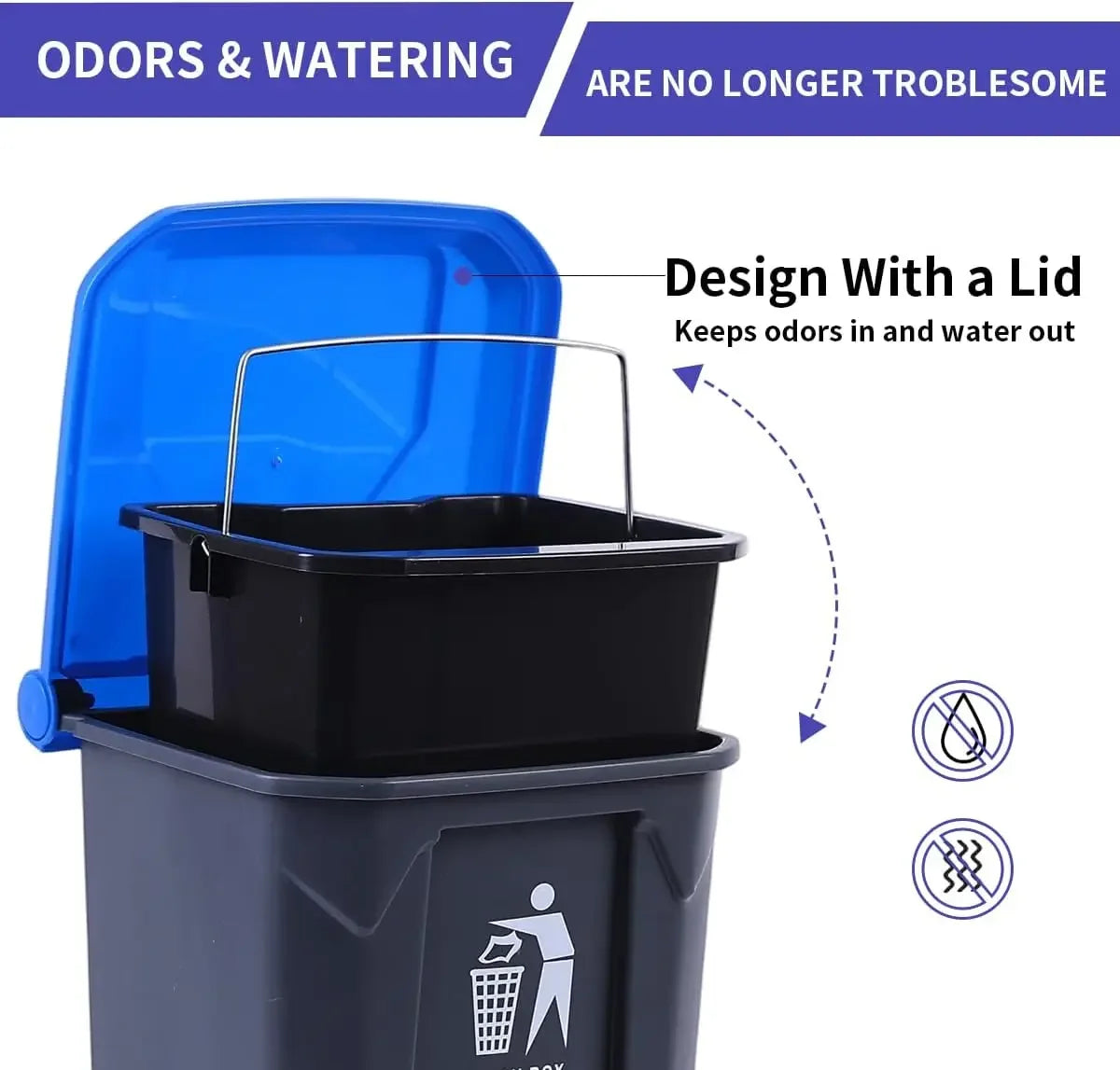 Pooper Scooper 2 Pack with 20 Litre Step Dog Poop Trash Can, 28" Long Handle Dog Poop Scoopers for Large Small Dogs Heavy Duty,