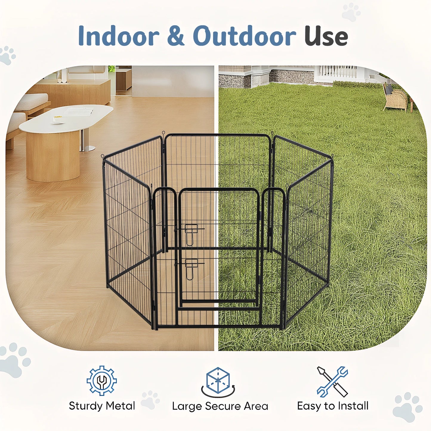 JHK 6 Panels Metal Dog Playpen Pet Fence 24 Inch to 40 Inch Foldable Large Dog Puppy Exercise for Yard Gate Camping Outdoor