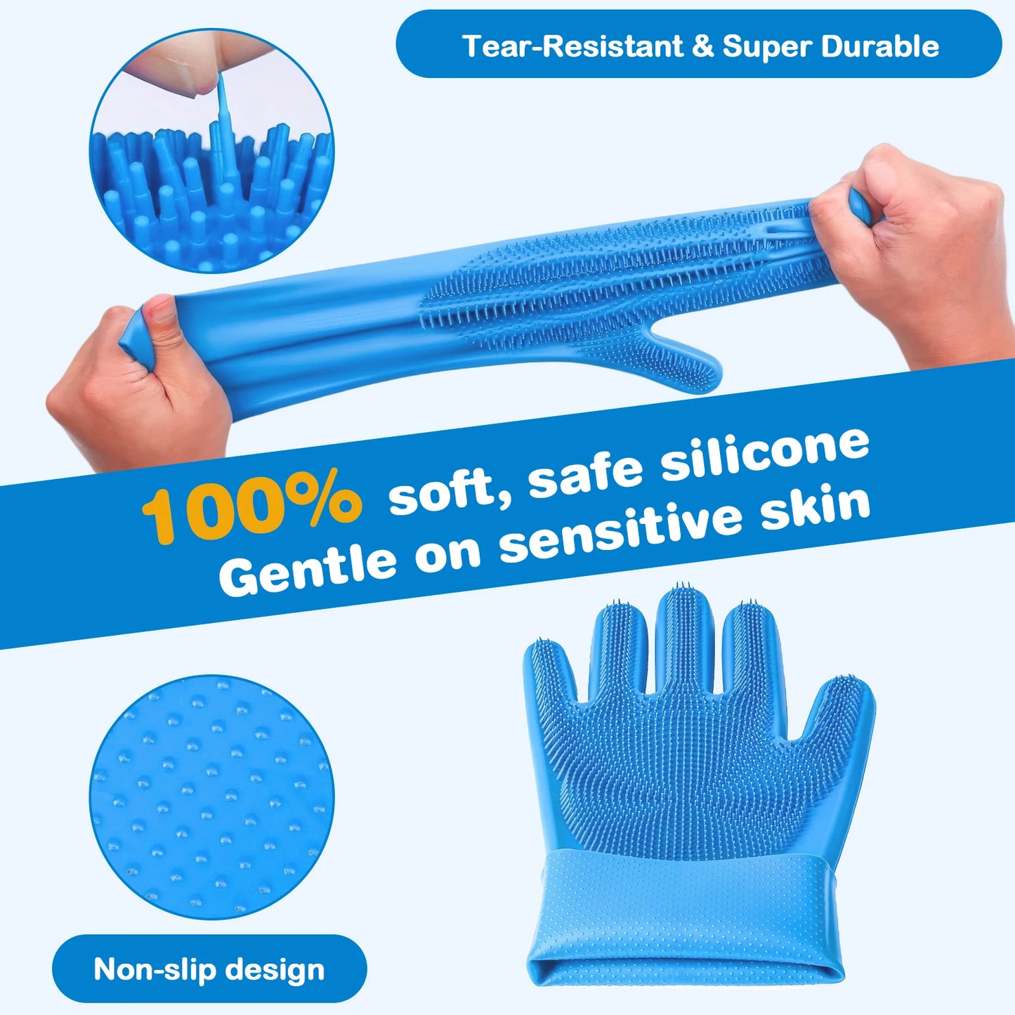 6PCS Pet Grooming Kit Silicone Dog Washing Gloves Dog Toothbrush Finger Dog Bath Gloves Dog Shampoo Brush Dog Cat Bath Supplies