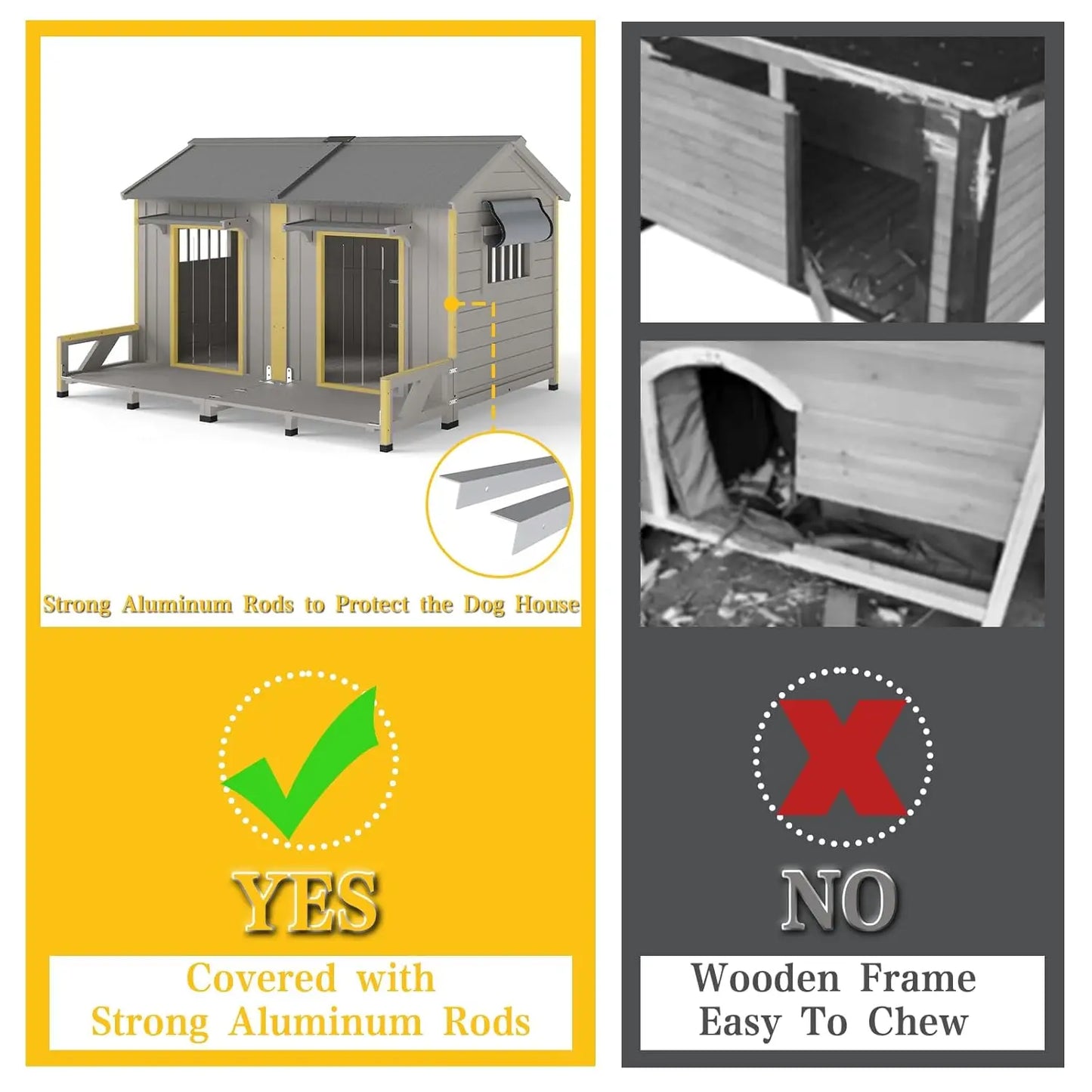 59.4" Large Wood Dog House Weatherproof Asphalt Roof Anti-Chewing Metal Edge Indoor Outdoor Small Medium Large Custom