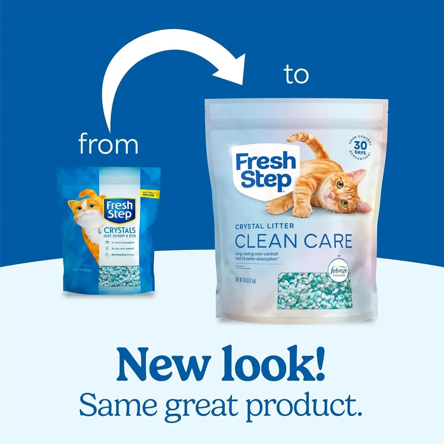 Lightweight Crystal Cat Litter with Febreze Freshness, Long-Lasting Odor Control, Low Dust, 16 lbs (2 x 8 lb bag)