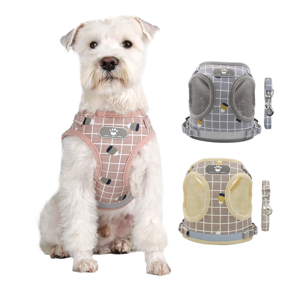 Pet Puppy Harness with Leash, Cat Collar, Breathable Dog Harness, Reflective Dog Leash, Poodle Pet Supplies