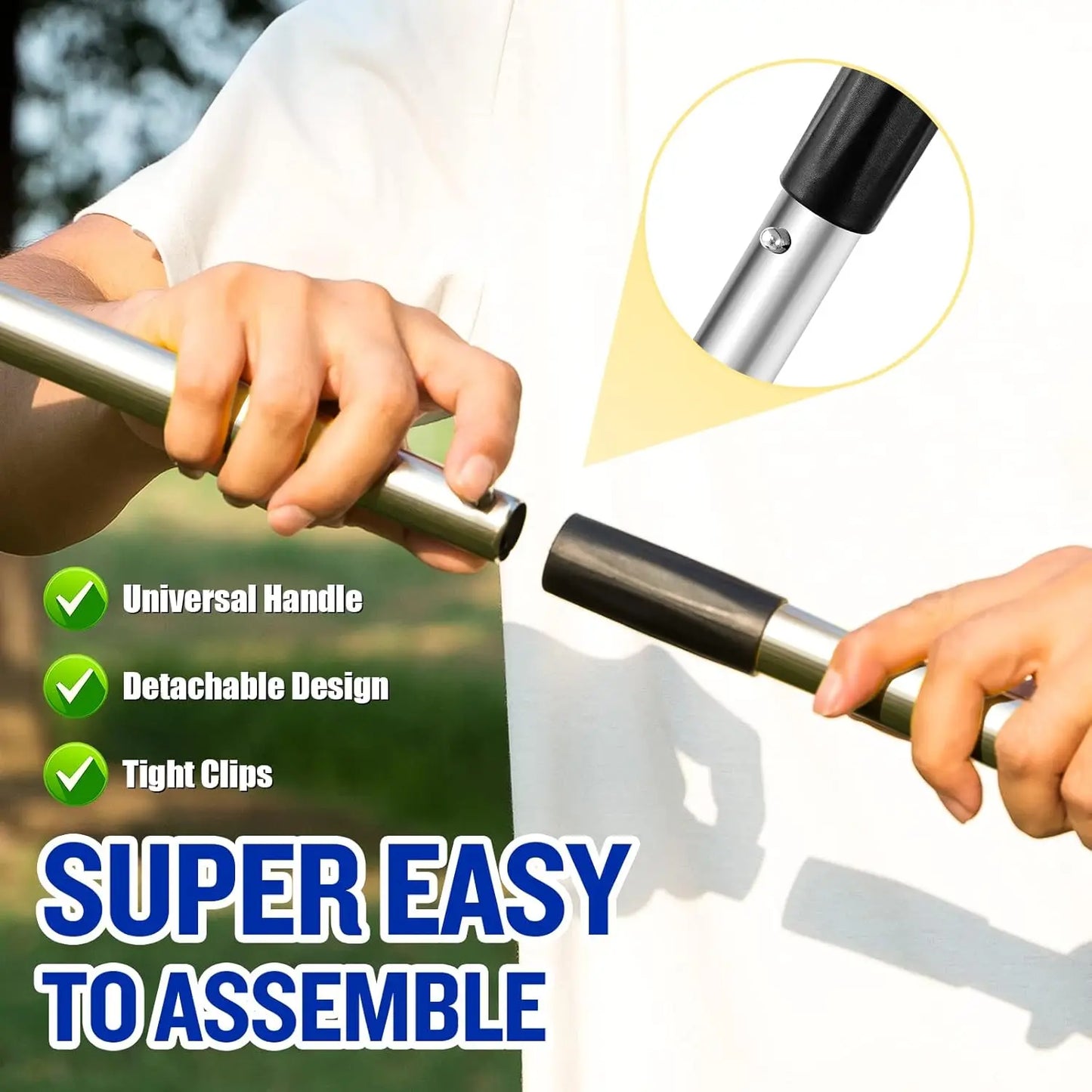 Adjustable Long Handle Dog Poop Scooper Set with Tray, Rake, Spade - Easy Waste Cleanup for Large & Small Dogs