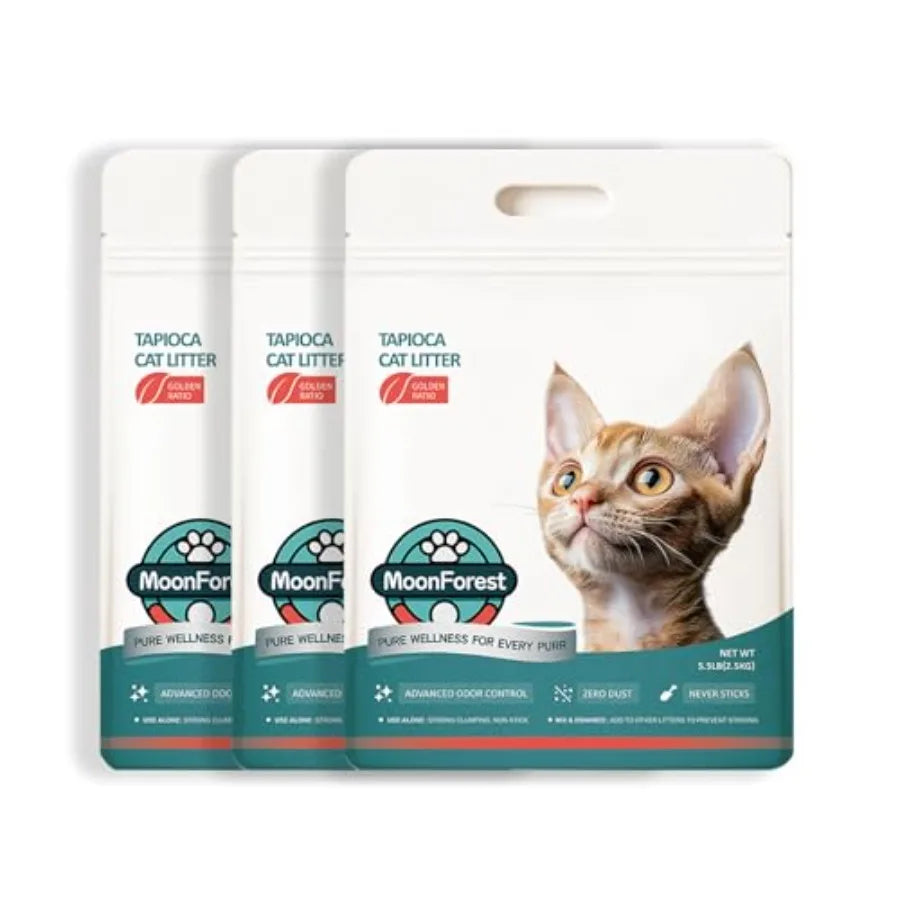 Tapioca Cat Litter Cassava Cat Litter Odor Control Dust-Free Clumping Litter for Cats Natural Brown Eco-Friendly and Low Tracki
