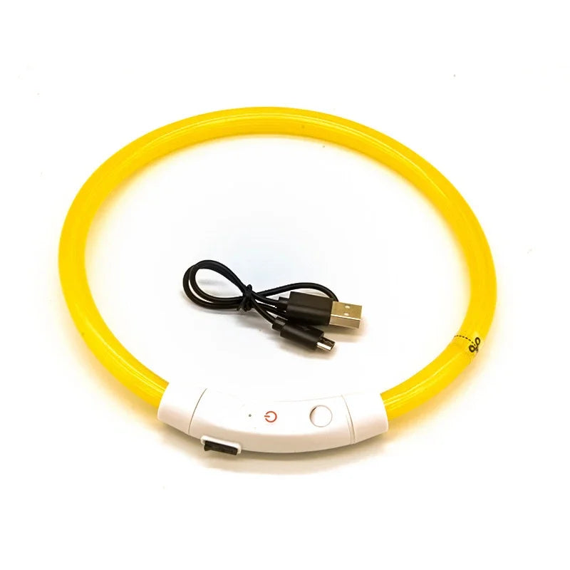 USB Rechargeable LED Fiber Optic Collar for Pets Luminous Anti-Lost Dog Accessory Outdoor Light Collar