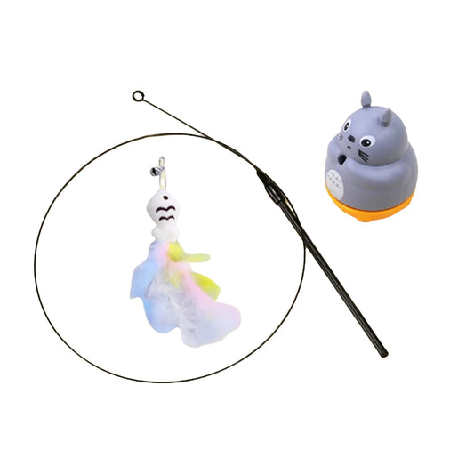 New cat funny cat stick steel wire long pole feather cute cat toy kitten fishing rotating self-pleasure relief pet toy