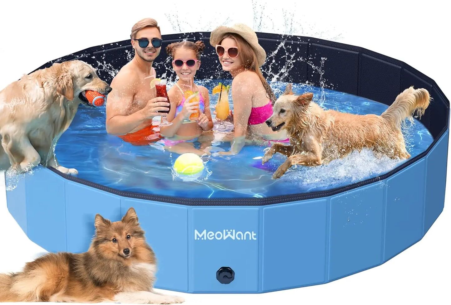 Extra Large Dog Pool 87'' Foldable, Hard Plastic Swimming Pool for Large Dogs, Portable Collapsible Pet Bath Pool