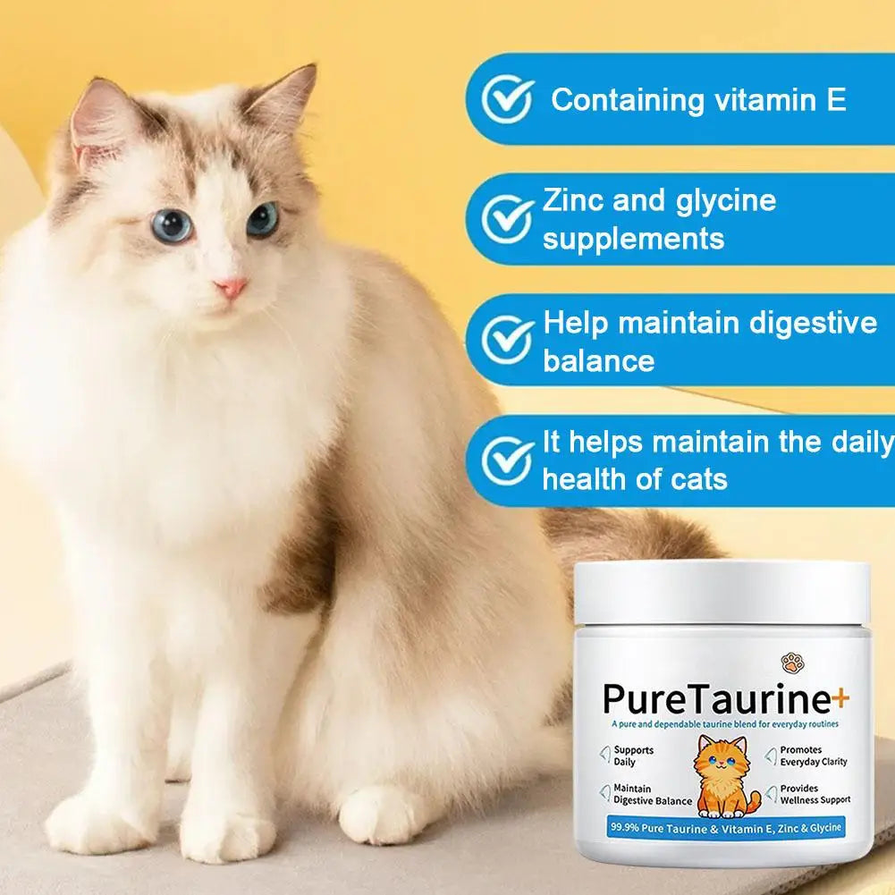 Pure Taurine Powder For Cats And Dogs Digestive Health Heart Eye Support Daily Wellness Supplement Vitamin E Zinc Glycine