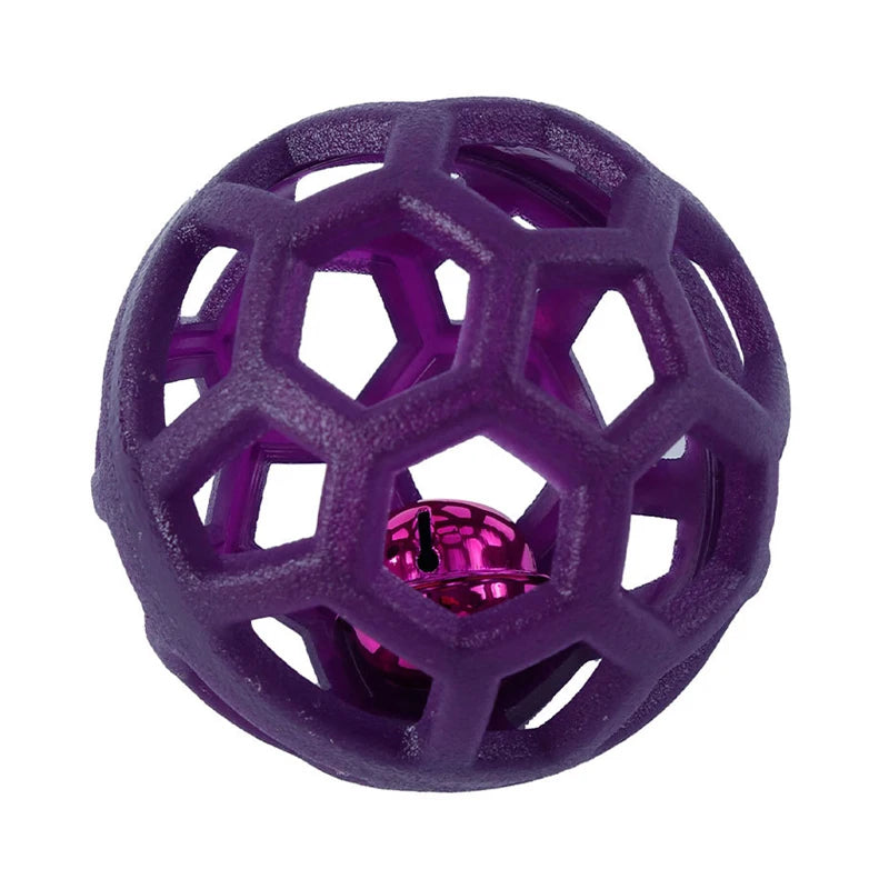 Pet Dog Hollow Ball Toy With Bell Natural Rubber Chew Toy Dog Interactive Balls Puppy Training Teeth Cleaning Hollow Toys Ball