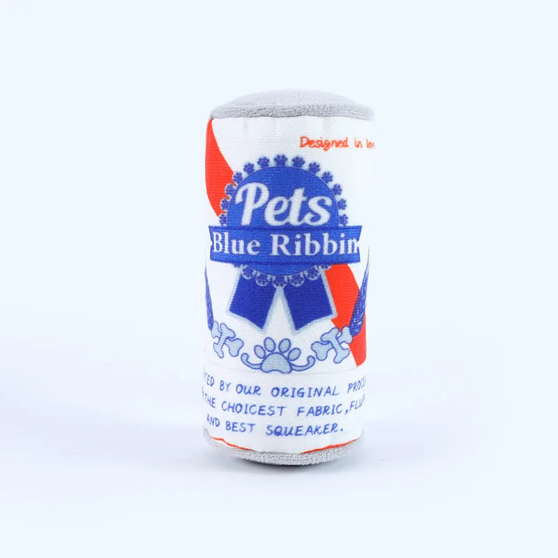 Dog Squeaky Beer Bottle Food Shape Dog Toy Funny Plush Toys Bite-Resistant Winebottle Chew Toy Pet Molar Clean Interactive Toy