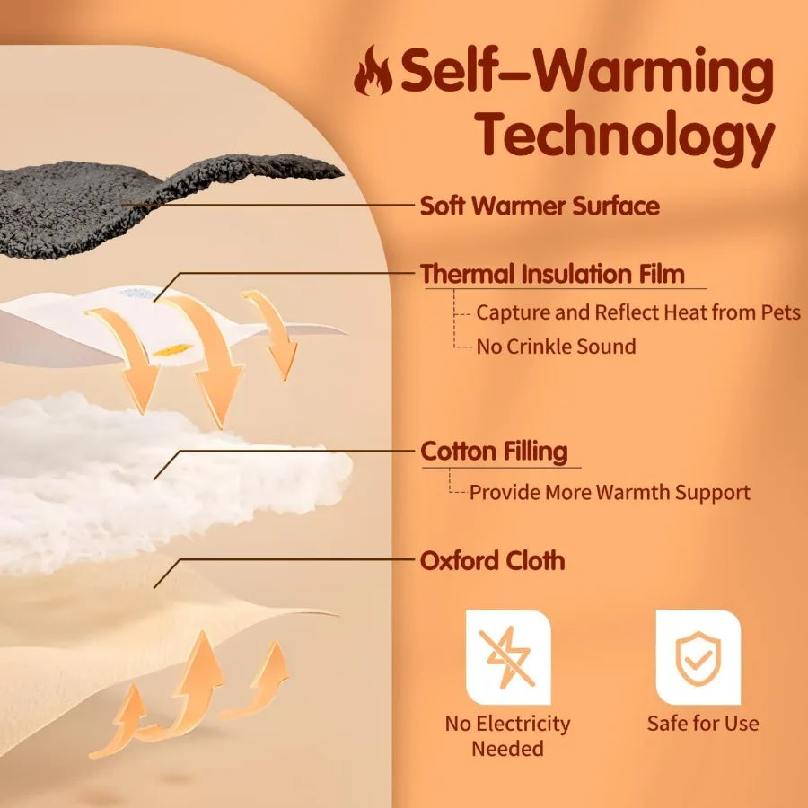 Self Warming Cat Bed Super Soft Thermal Dog Crate Bed Mat for Sleeping Washable Anti-Slip Self Heating Pet Kennel Pad for Small