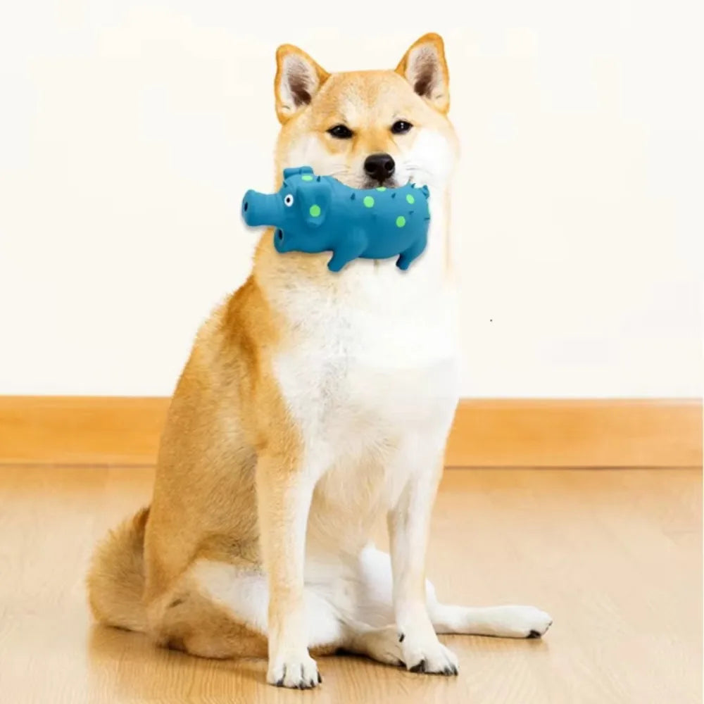 Fun Grunt Pig Dog Squeaky Toy with Sound Squeaker Self Play Latex Dog Chew Durable Soft Latex Dogs Squeeze Toy Pets Playing