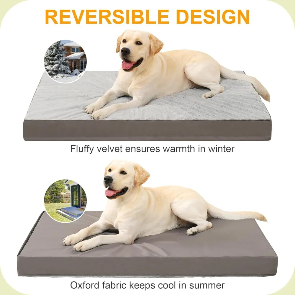 Orthopedic Dog Bed with Egg Crate Foam, Waterproof, Washable Cover, 35x22 Inches, Gray