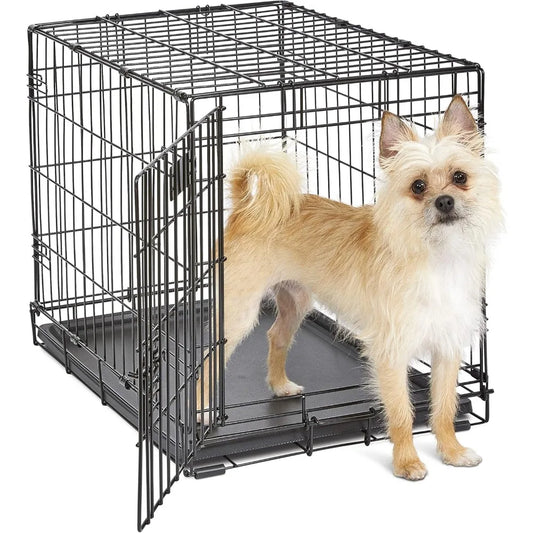 24in Folding Dog Crate w/Divider, Leak-Proof Tray, Secure Latch, Portable, Easy Setup, Small Dogs 12-20 lbs