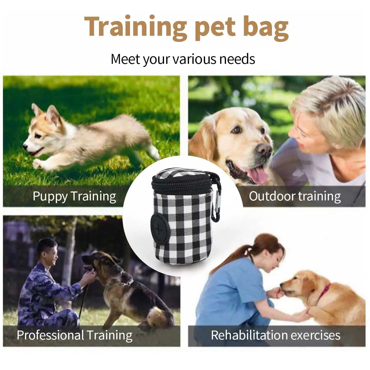 Pet waste bag Checkered pattern  Fashionable Easy to carry when going out  Waste bag for dog feces Outdoor litter collection bag