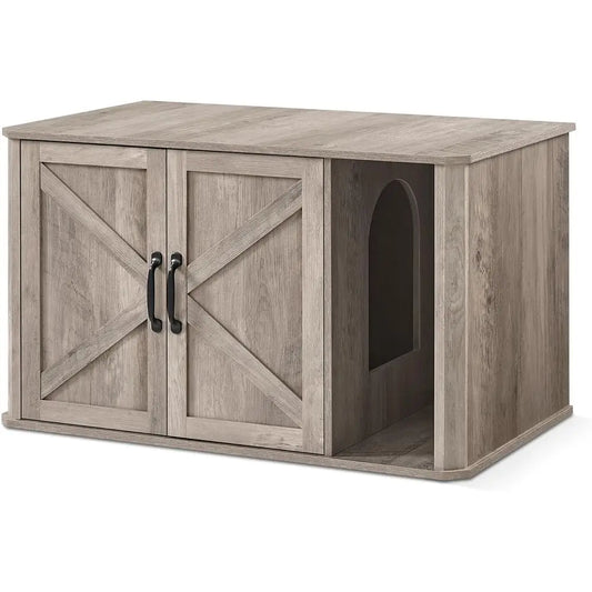 eandrea Litter Box Enclosure, ern Cat Litter Box urniture Hidden, ront Entry, Double Do, Handles, Cat House, Side End Table, 33.