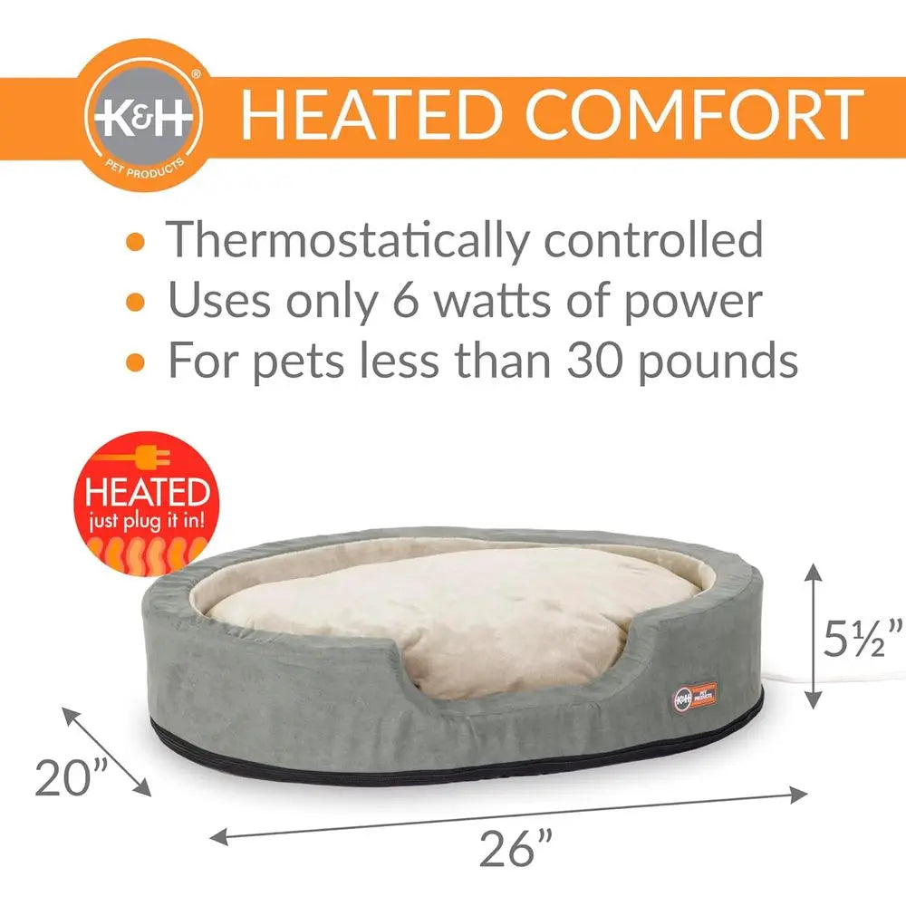 Heated Dog Bed Indoor, Thermo-Snly Sleeper with Removable Waterproo Heated Pad, Calming Pillow Pet Bed, hine Washable, Saety Lis
