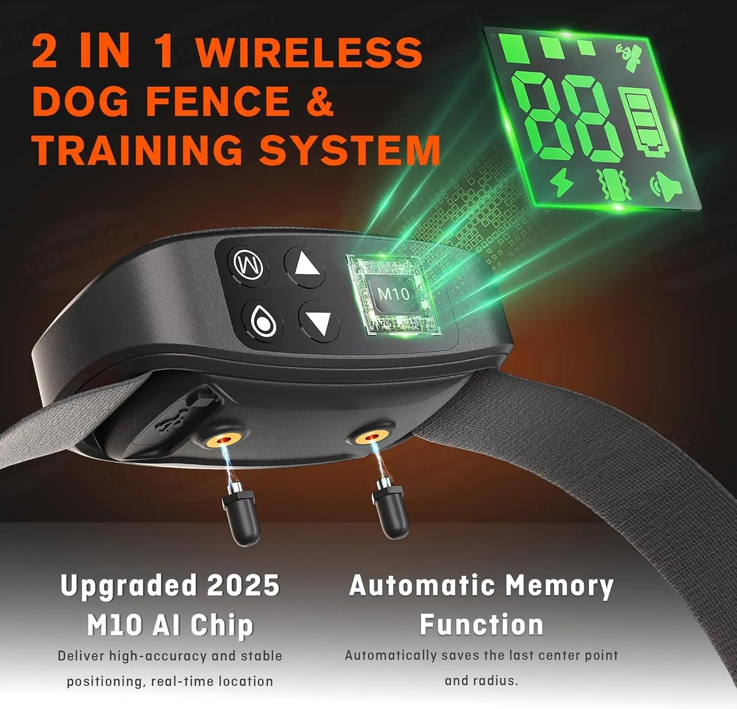2 in1 GPS Wireless Dog Fence, Electric Dog Fence, IPX7 Waterproof Pet Containment System with 3 Training Modes Invisible Fence w