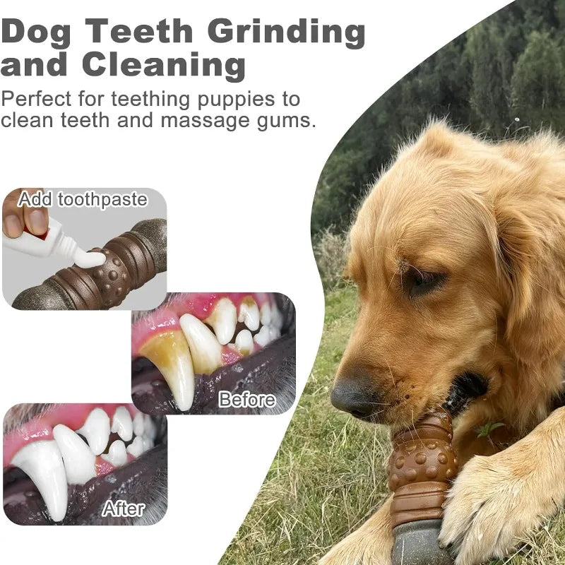 Dog Toys Squeaky Sounding Bones Grinding Teeth Cleaning Chew Toys Tough Nylon Rubber Medium Large Dogs Interactive Training