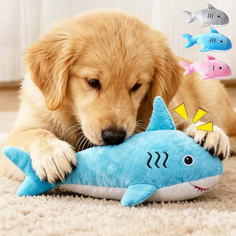 Dog Chew Toy Simulated Plush Shark Sounding Bite-resistant Plush Puppy Toy Training Dental Cleaning Supplies