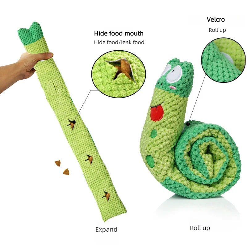 Foldable Sound Making Plush Toy Snail. Teeth Grinding and Bite Resistant Interactive Pet Training Equipment Mesh Reinforcement