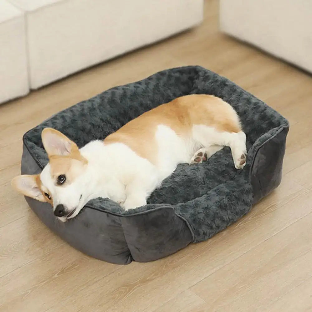 Rectangle Pet Bed Machine Washable Pet Sleeping Sofa With Removable Cushion Four Seasons Non-Slip Bottom Pet Bed