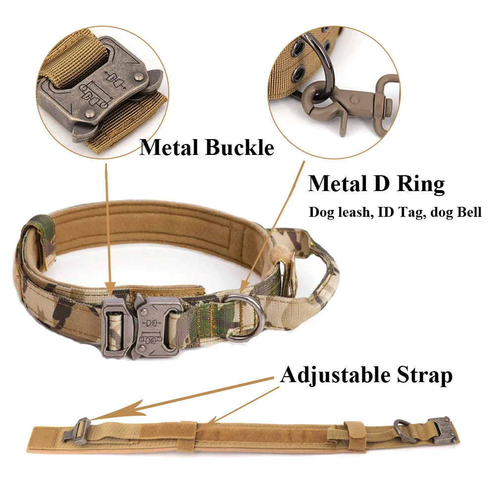 Dog Harness Leash Collar Patches Set for Medium Large Dogs Military Pet Vest Adjustable Tactical Dog Harnesses Training Walking