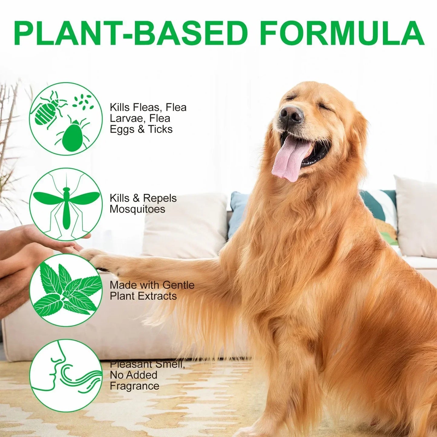 100ml Natural Pet Care Topical Flea&Tick Spray Remover for Dogs&Cats with Fresh Fragrance Peppermint Oil and Eugenol