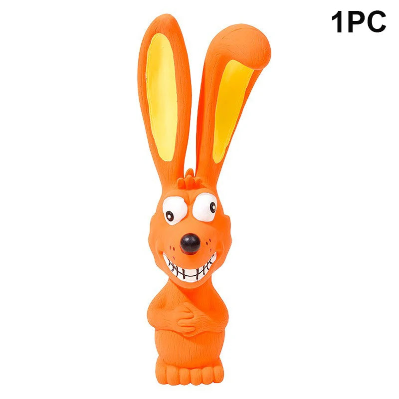 Dog Chew Toy Rubber Rabbit Shape Pet Squeaky Toys For Small Medium Dogs Interactive Teeth Cleaning Sounding Dog Toy Pet Supplies