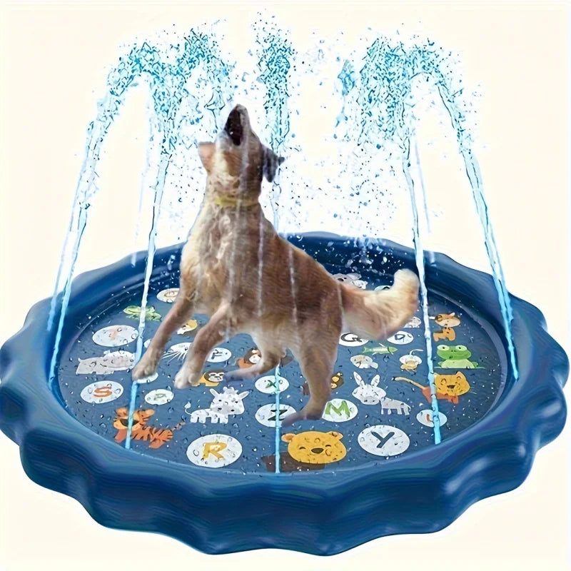 Heavy-duty Outdoor Pet Bath Basin with Water Spray Function - Anti-slip Dog Water Play Cooling,