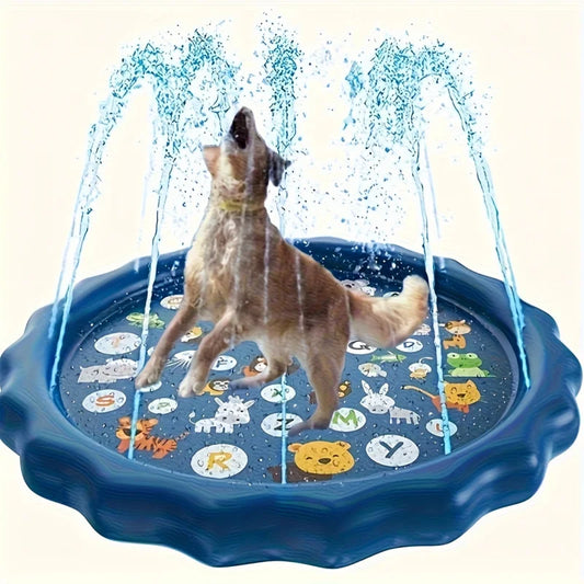 Heavy-duty Outdoor Pet Bath Basin with Water Spray Function - Anti-slip Dog Water Play Cooling,