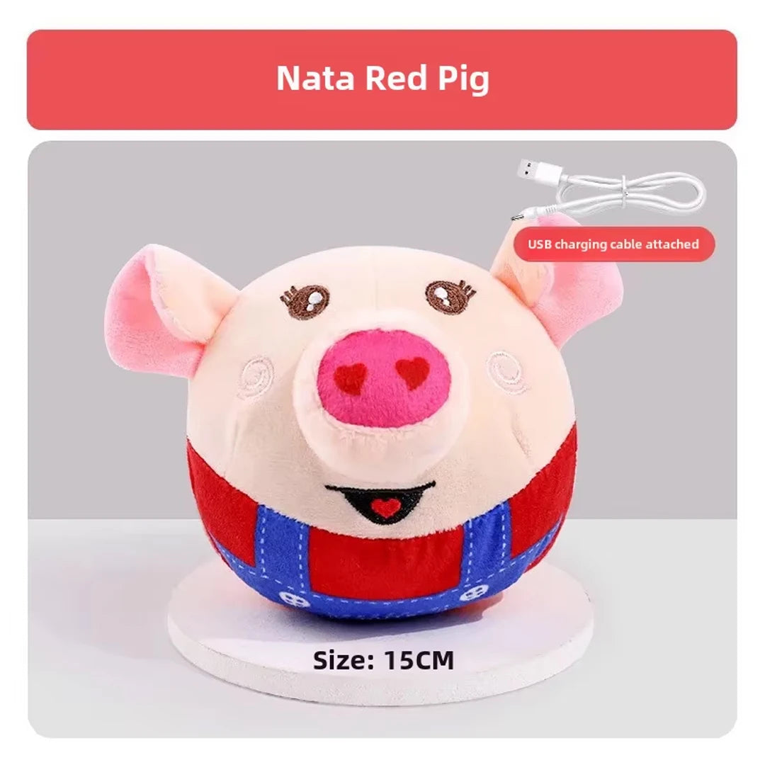 New Interactive Dog Toys Puzzle Electric Plush Jumping Ball USB Rechargeable Clown Cartoon Dog Training Toy Piggy Pet Product