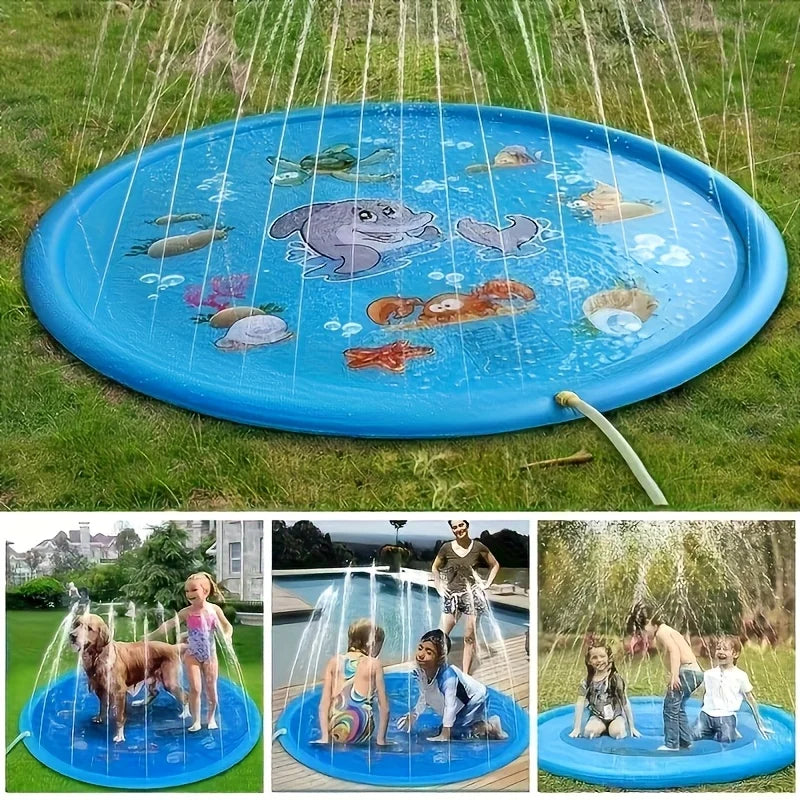 Heavy-duty Outdoor Pet Bath Basin with Water Spray Function - Anti-slip Dog Water Play Cooling,