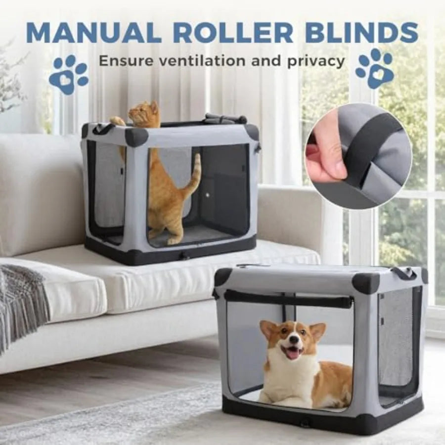 24 Inch Portable Foldable Soft Dog Crate for Small Dogs Travel Pet Carrier with Storage Bag Washable Pad Indoor Outdoor Kennel