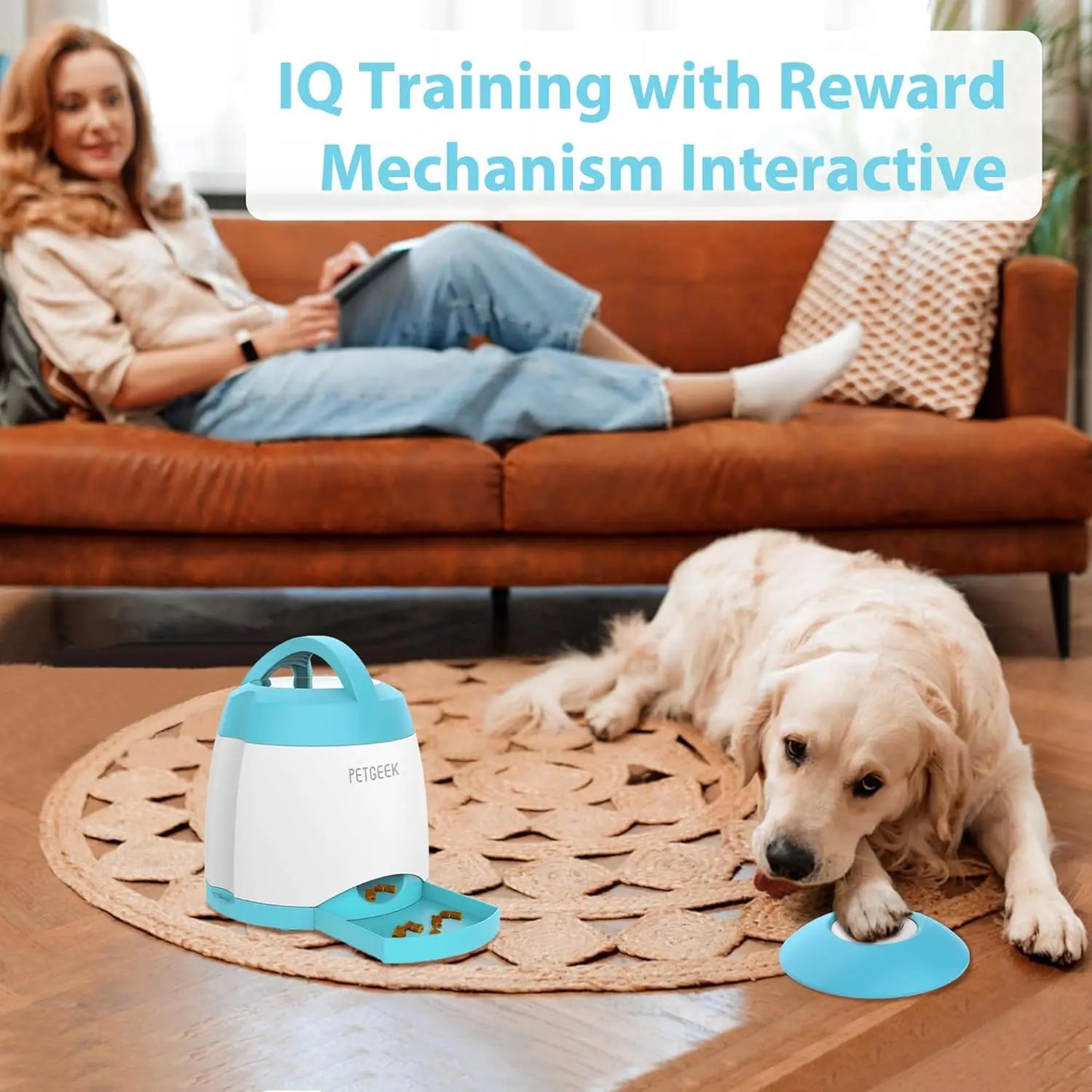Automatic Dog Treat Dispenser with Remote Control, Puzzle Training Toy for IQ Development and Interactive Feeding