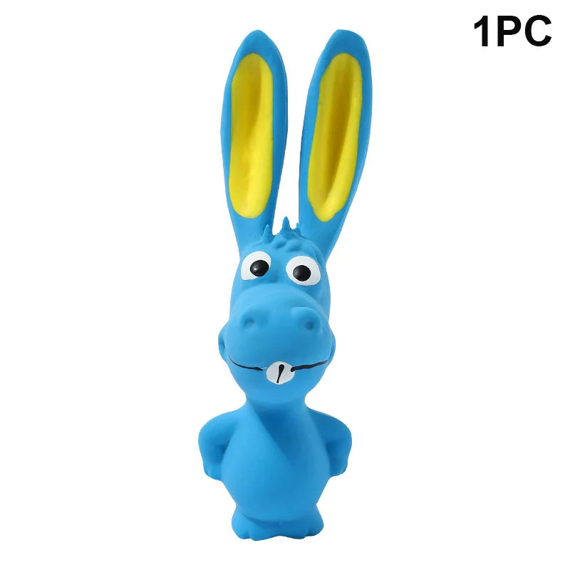 Dog Chew Toy Rubber Rabbit Shape Pet Squeaky Toys For Small Medium Dogs Interactive Teeth Cleaning Sounding Dog Toy Pet Supplies