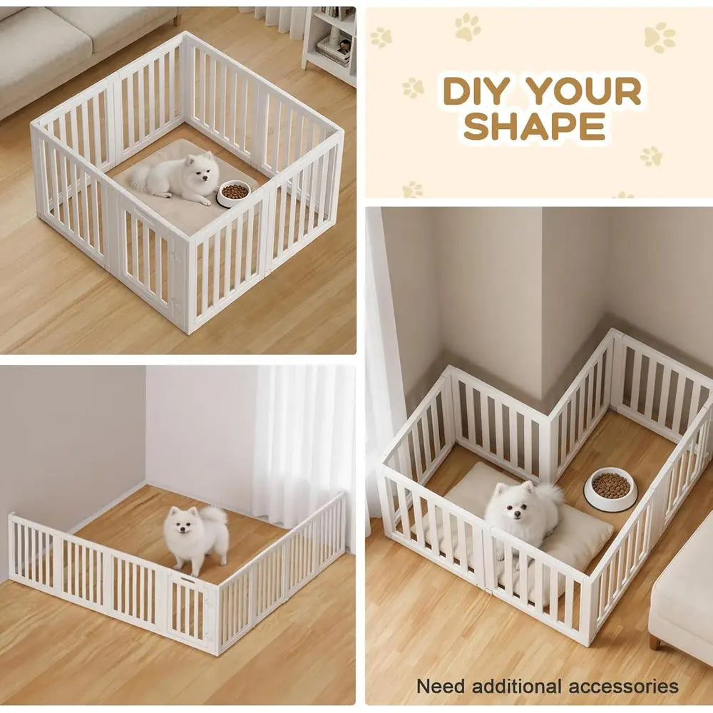 Clear Dog Play Pen,Pet Playpen with Door,Easy to Clean and Install Puppy pens or Both Indoor and Outdoor use (White, 23.6 inch H