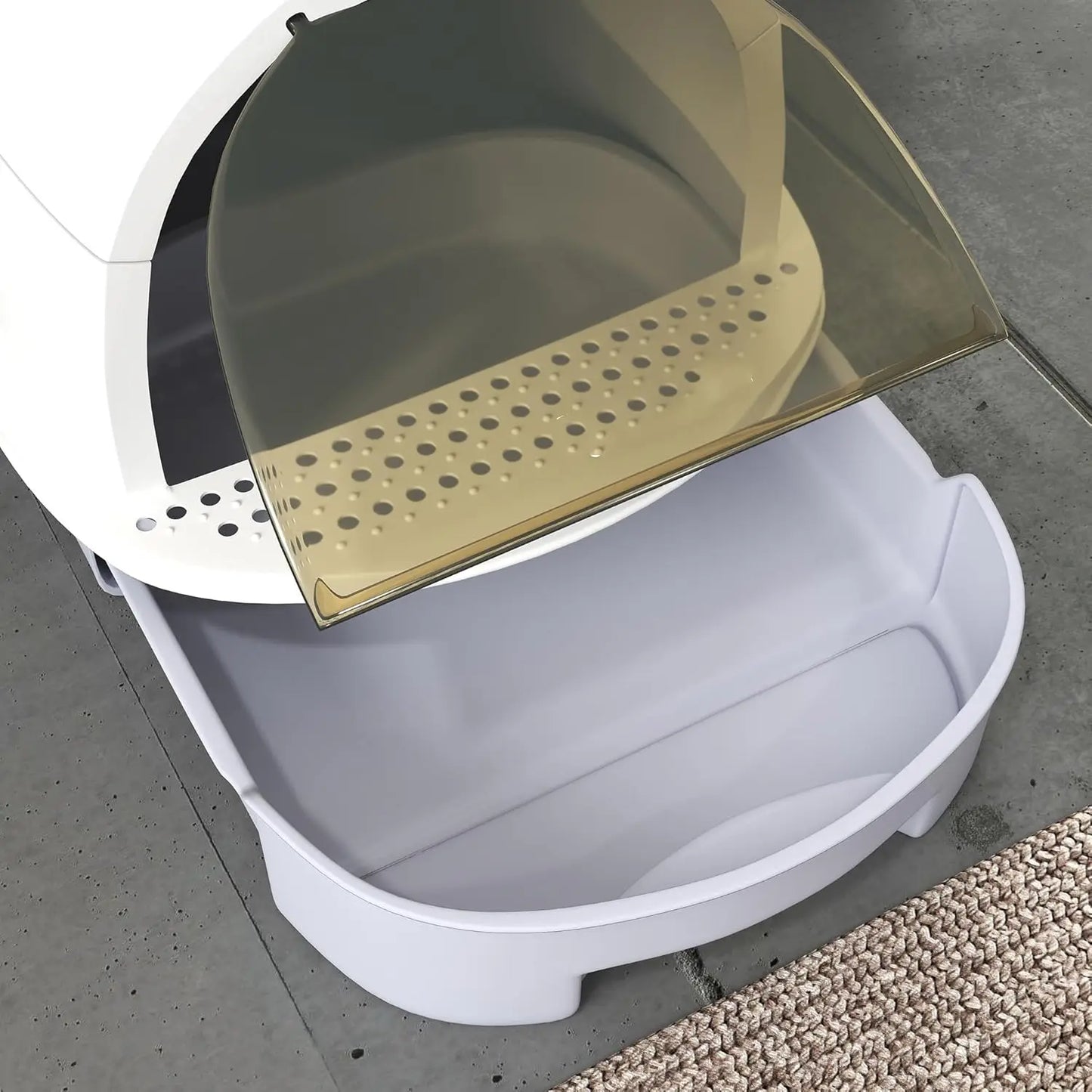 Enclosed Cat Litter Box Odor Control Replaceable Bags Slide Drawer Scoop Front Entry Pedal 15.9x20.5x15.4in Custom
