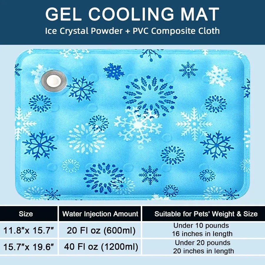Foldable Gel Cooling Mat with Ice Crystal Powder for Dogs and Cats Water Injection Cool Pet Pad for Indoor and Outdoor Summer U
