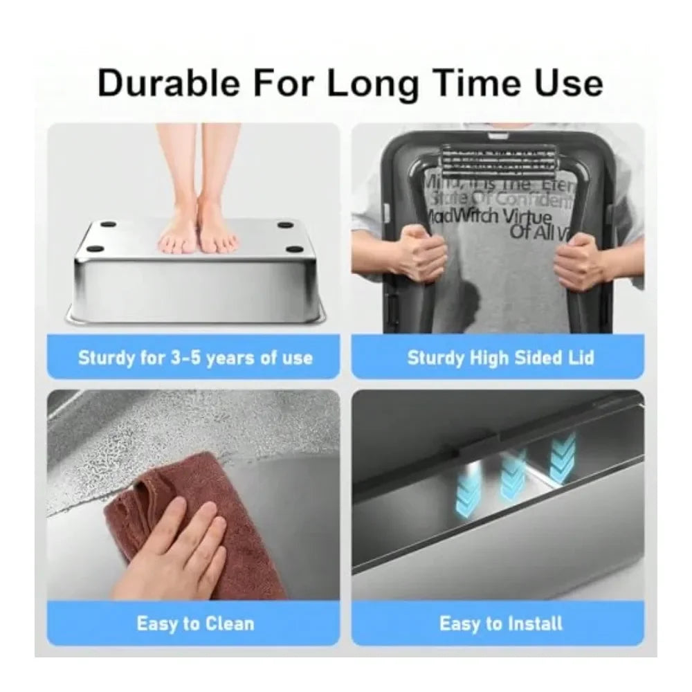 Cat Litter Box Litter Box Cat AccessoriesStainless Steel Cat Litter Box With Lid And Drawer Design For Indoor All Lifestyles Cat