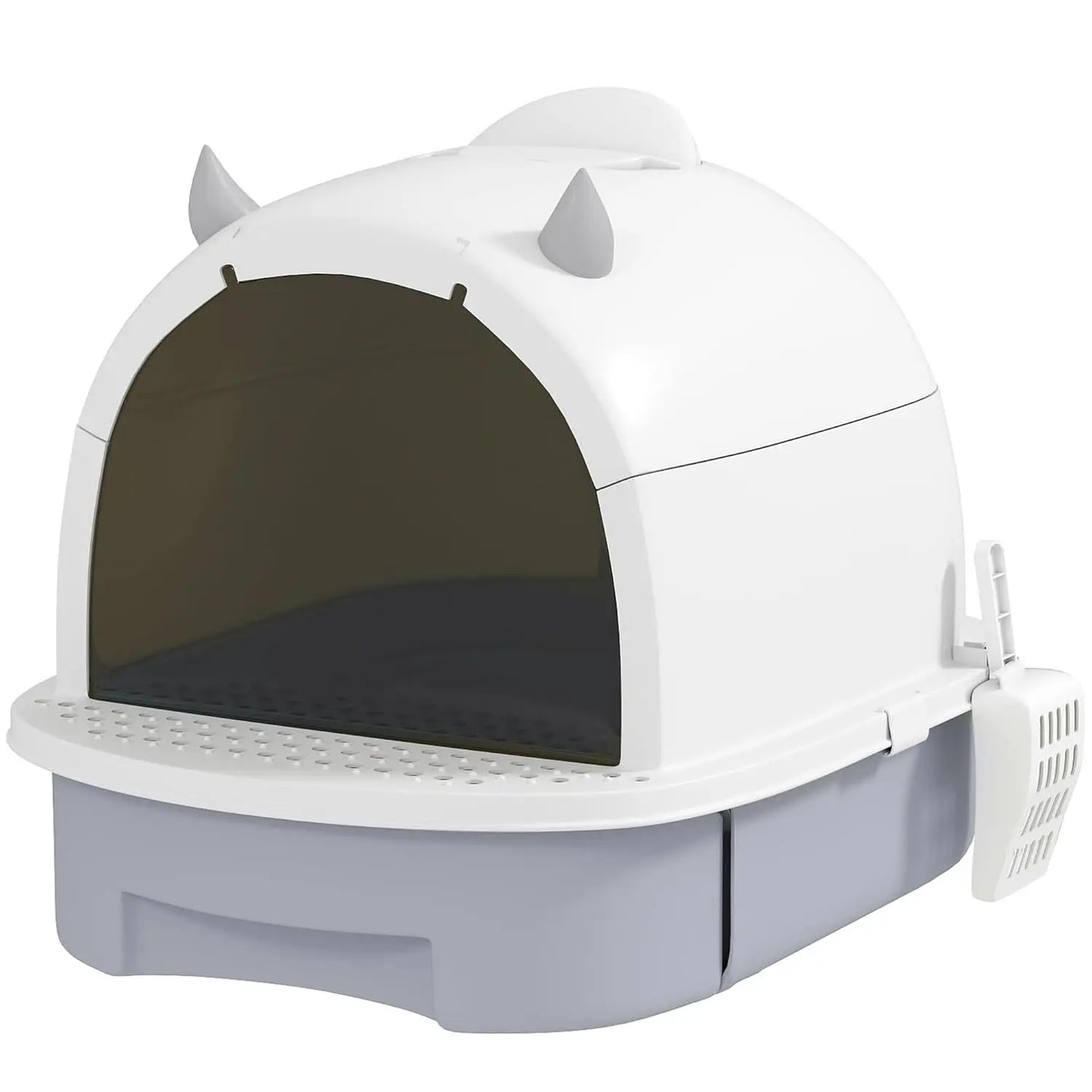 Enclosed Cat Litter Box Odor Control Replaceable Bags Slide Drawer Scoop Front Entry Pedal 15.9x20.5x15.4in Custom