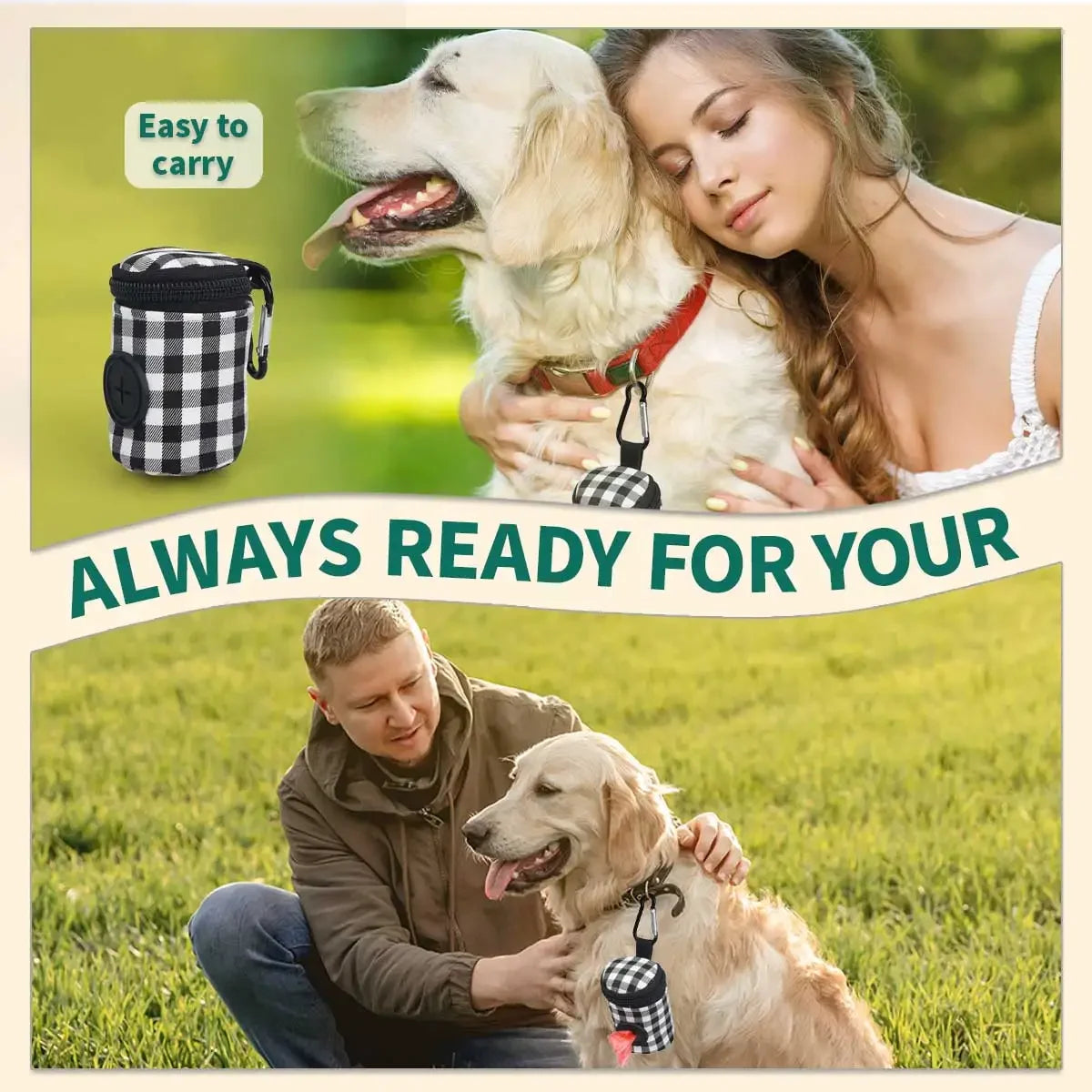 Pet waste bag Checkered pattern  Fashionable Easy to carry when going out  Waste bag for dog feces Outdoor litter collection bag
